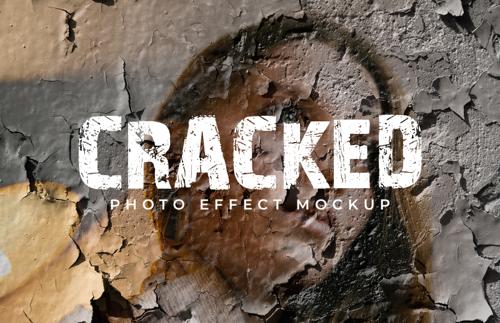 Cracked Texture Photo Effect Mockup