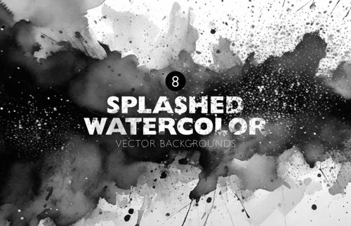 Splashed Watercolor Vector Backgrounds