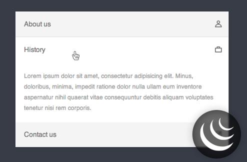 jQuery powered accordion menu