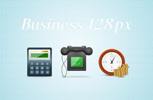 Business icons pack, 128x128 pixels