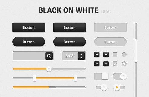Black on White UI Kit - Retina Ready