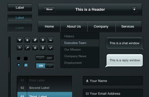 Dark Mobile User Interface Kit