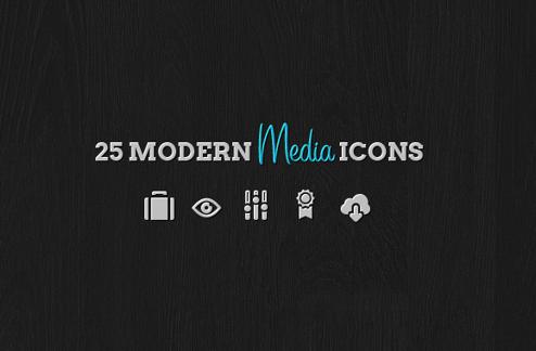25 Modern Media Icon Pack