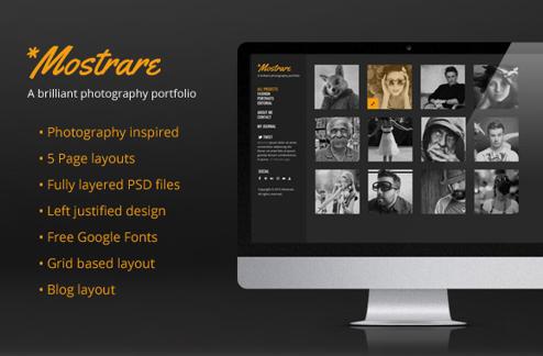 Mostrare - A Free Photography Portfolio PSD Template