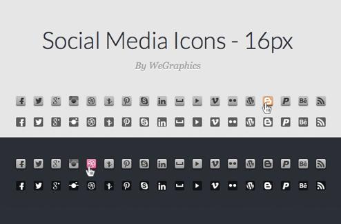 CSS Sprite Ready Social Media Icons - 16px