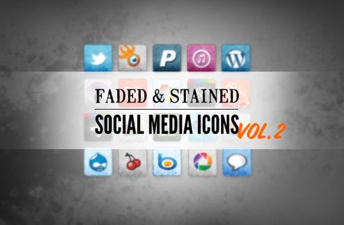 Free Stained and Faded Social Media Icons Vol 2