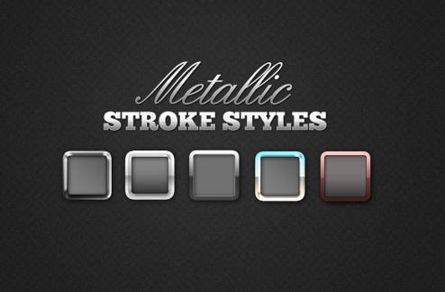 24 Metallic Stroke Photoshop Styles