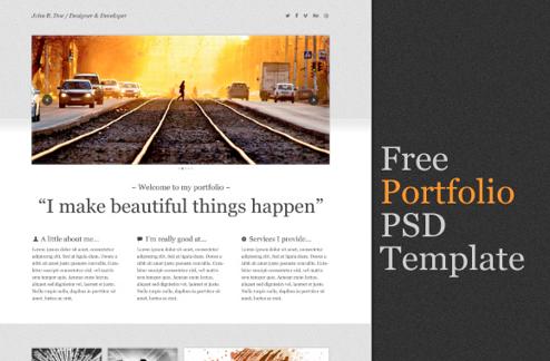 Clean Portfolio One Page PSD Template