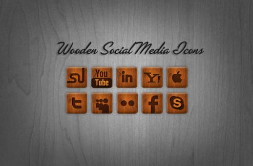 Wooden Social Media Icon Pack
