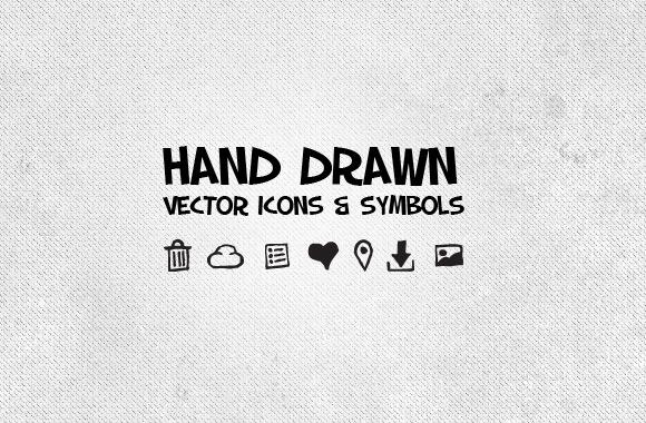 Large 50 Hand Drawn Vector Icons & Symbols